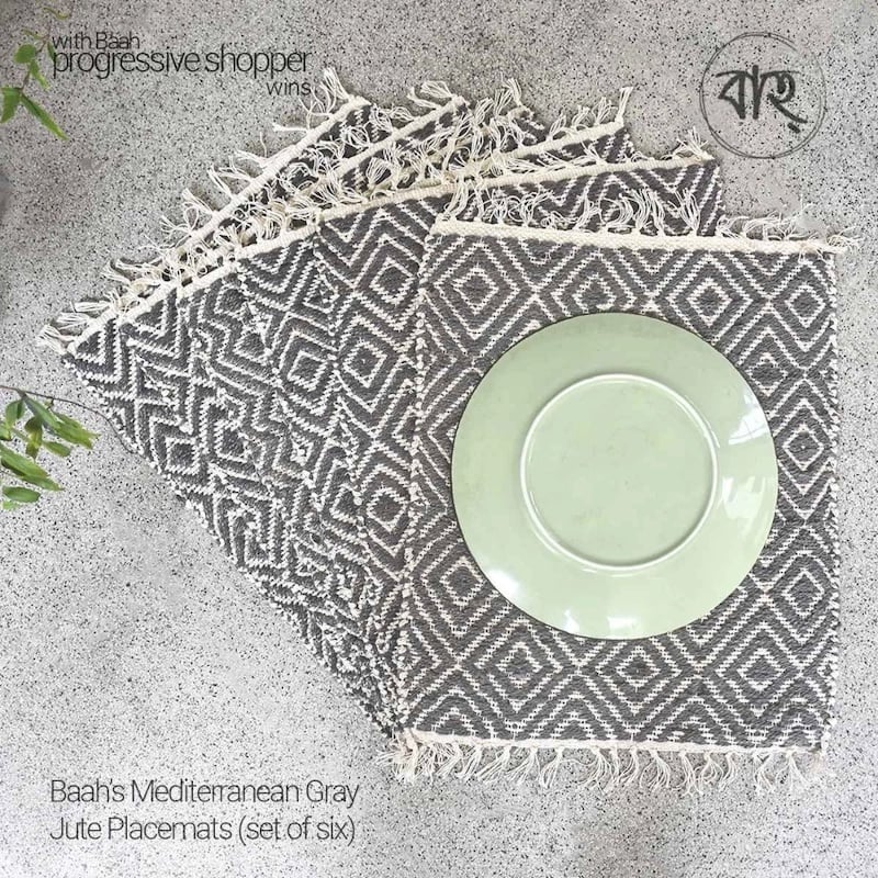Picture of Baah’s Mediterranean Gray Jute Placemats (set of six)-Multicolor