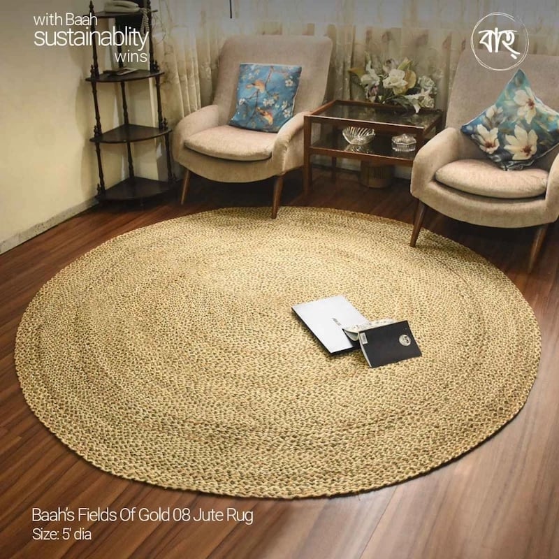 Picture of Baah’s Fields Of Gold 08 Jute Rug-Multicolor