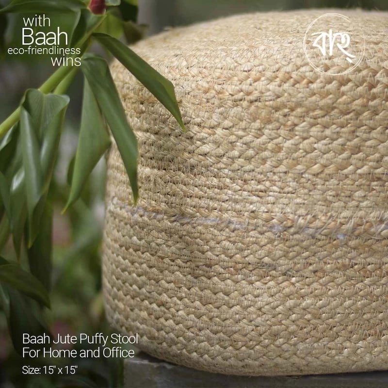 Picture of Baah Jute Puffy Stool For Home and Office-Gold