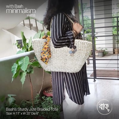 Picture of Baah’s Sturdy Jute Braided Tote-Gold