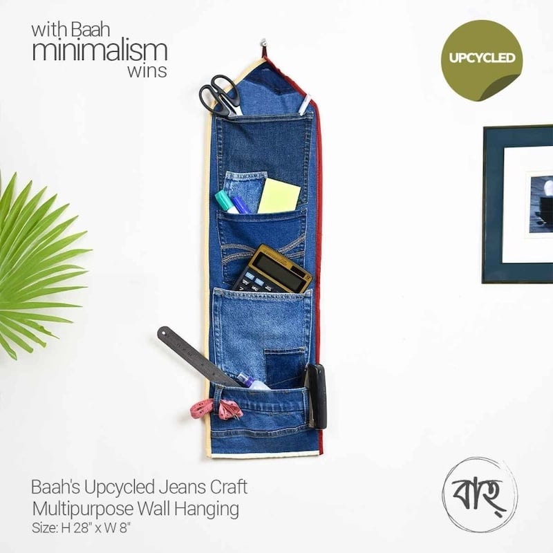 Picture of Baah’s Upcycled Jeans Craft Multipurpose Wall Hanging-Multicolor