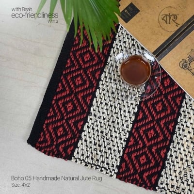 Picture of Boho 05 Handmade Natural Jute Rug 4’x2′-Multicolor