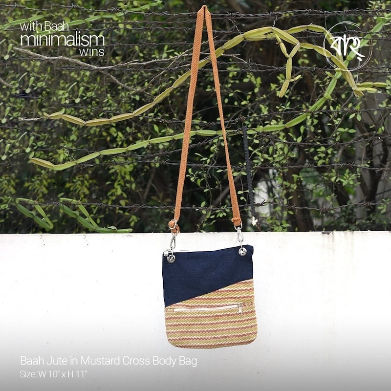 Picture of Baah Jute in Mustard Cross Body Bag-Multicolor