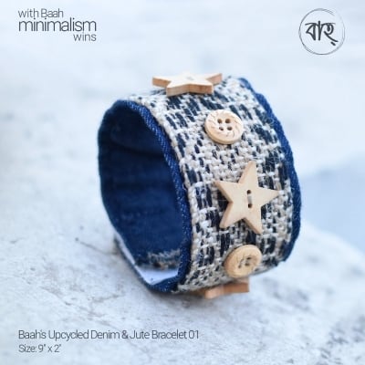 Picture of Baah's Upcycled Denim & Jute Bracelet 01-Blue