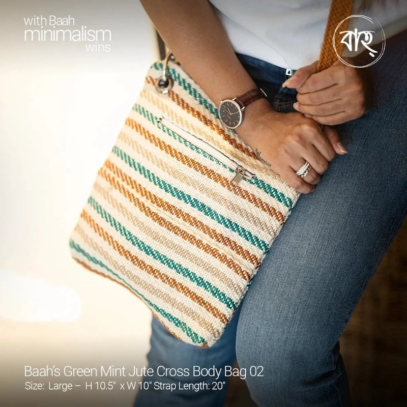 Picture of Baah’s Green Mint Jute Cross Body Bag 02-Multicolor