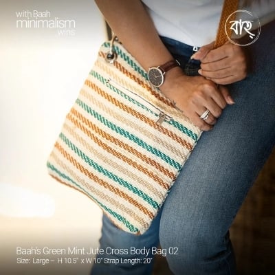 Picture of Baah’s Green Mint Jute Cross Body Bag 02-Multicolor