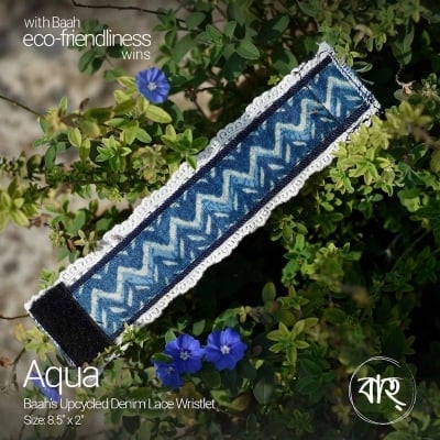 Picture of Baah's Upcycled Denim Lace Wristlet-Blue