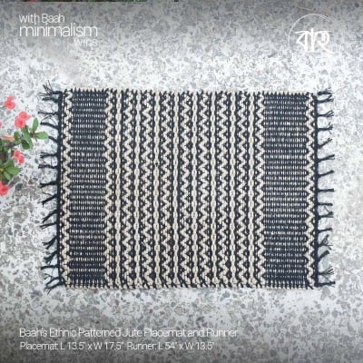 Picture of Baah's Ethnic Patterned Jute Placemat and Runner-Beige