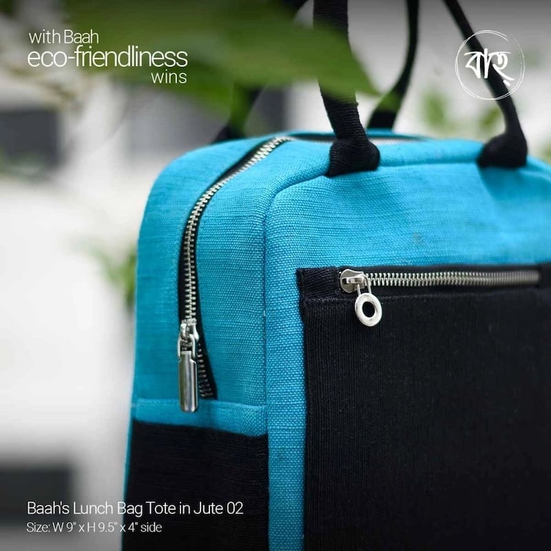 Picture of Baah's Lunch Bag Tote in Jute 02-Light Blue