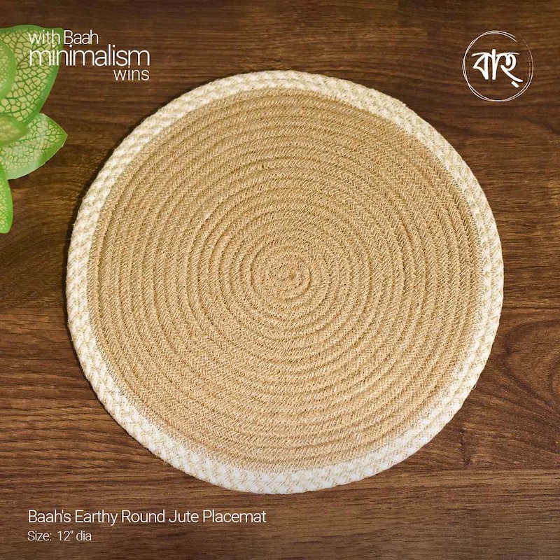 Picture of Baah's Earthy Round Jute Placemat 12"-set of 6-Beige