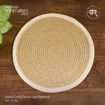 Picture of Baah's Earthy Round Jute Placemat 12"-set of 6-Beige