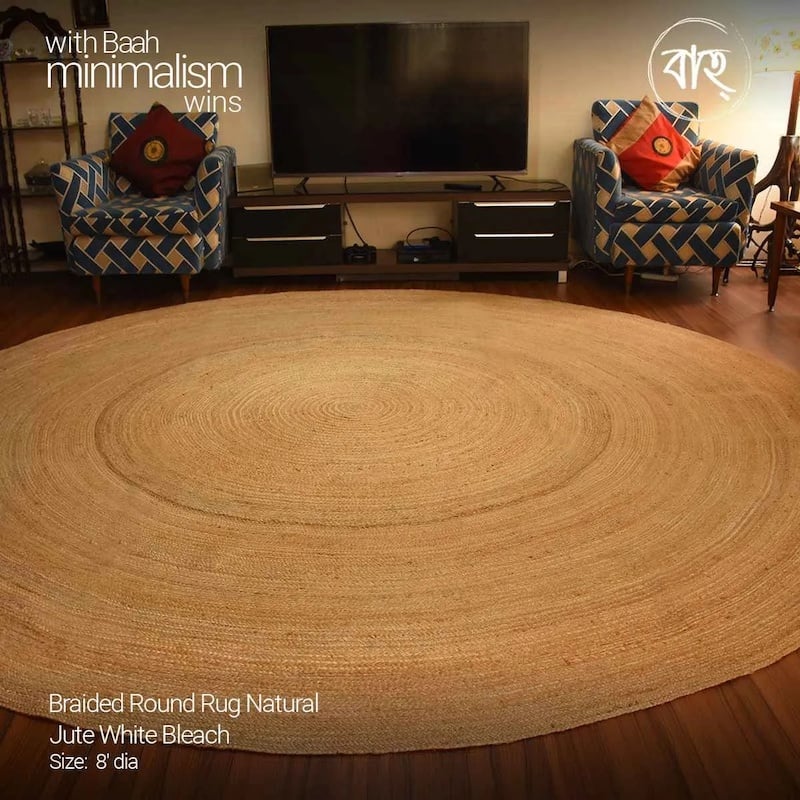 Picture of Round Handmade Natural Jute Rug 8'-natural beige