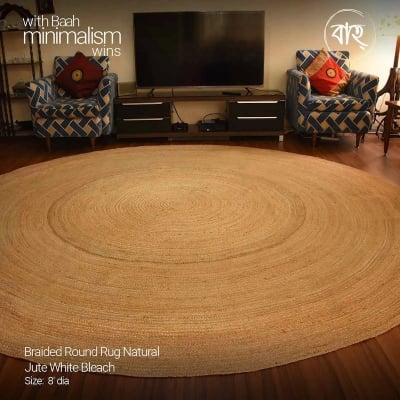 Picture of Round Handmade Natural Jute Rug 8'-natural beige