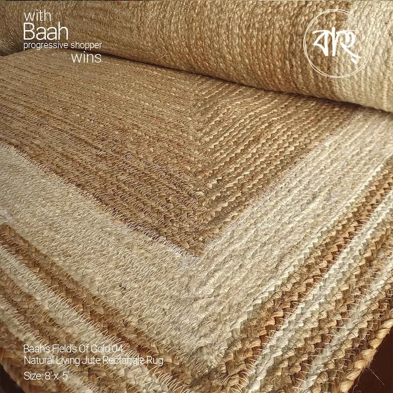 Picture of Field Of Gold 04 Handmade Natural Jute Rug 8'x5'-natural beige