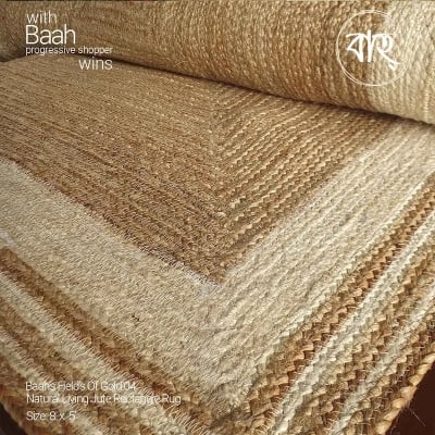 Picture of Field Of Gold 04 Handmade Natural Jute Rug 8'x5'-natural beige