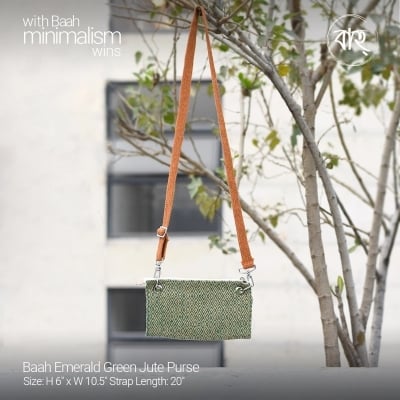 Picture of Baah Emerald Green Jute Purse-Green