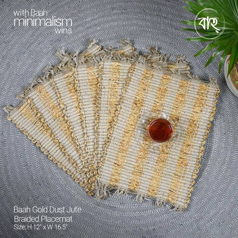 Picture of Baah Gold Dust Jute Braided Placemat-set of 6-Gold