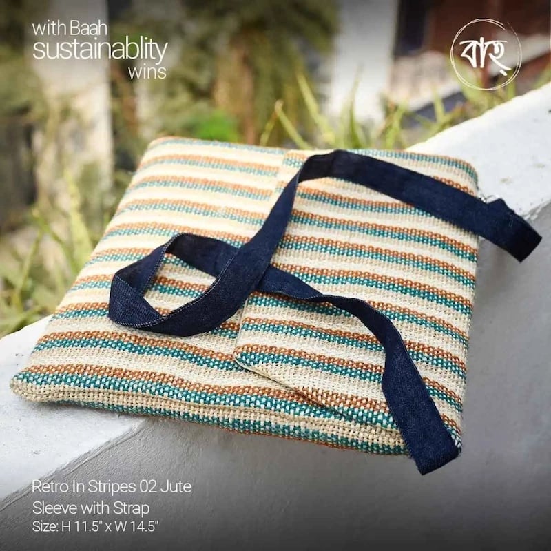 Picture of Retro In Stripes 02 Jute Sleeve with Strap-Multicolor