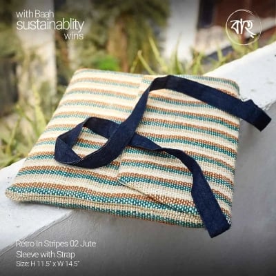 Picture of Retro In Stripes 02 Jute Sleeve with Strap-Multicolor