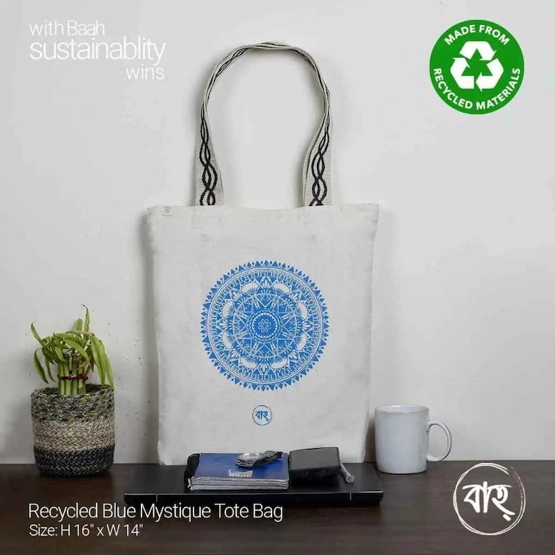 Picture of Recycled Blue Mystique Tote Bag-White