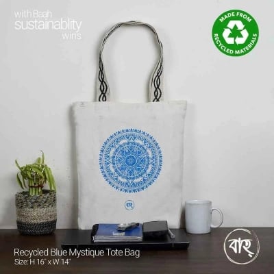 Picture of Recycled Blue Mystique Tote Bag-White