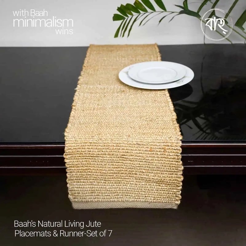 Picture of Baah’s Natural Living Jute Placemats & Runner-Set of 7-Gold