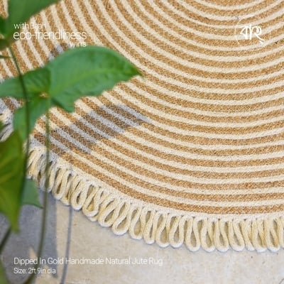 Picture of Dipped In Gold Handmade Natural Jute Rug-Gold