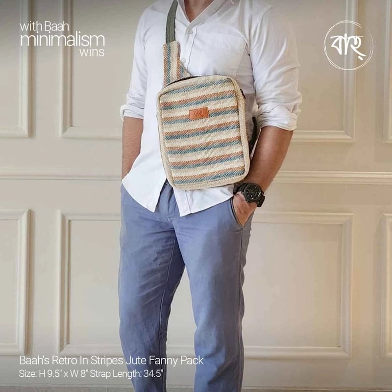 Picture of Baah's Retro In Stripes Jute Fanny Pack-Multicolor
