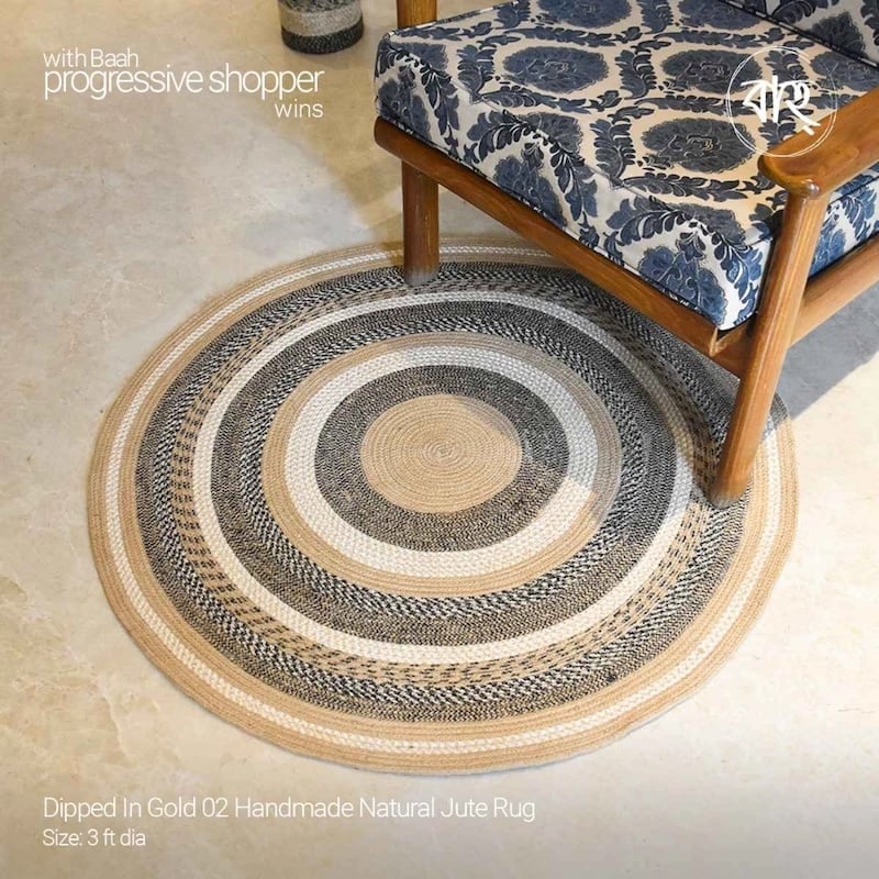 Picture of Dipped In Gold 02 Handmade Natural Jute Rug-Multicolor