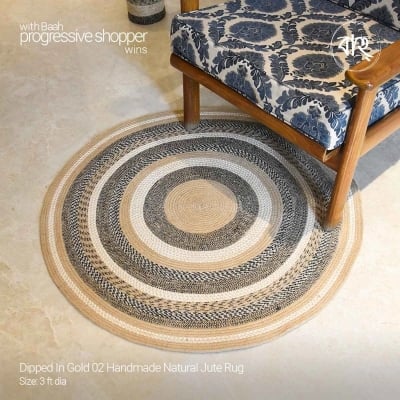 Picture of Dipped In Gold 02 Handmade Natural Jute Rug-Multicolor
