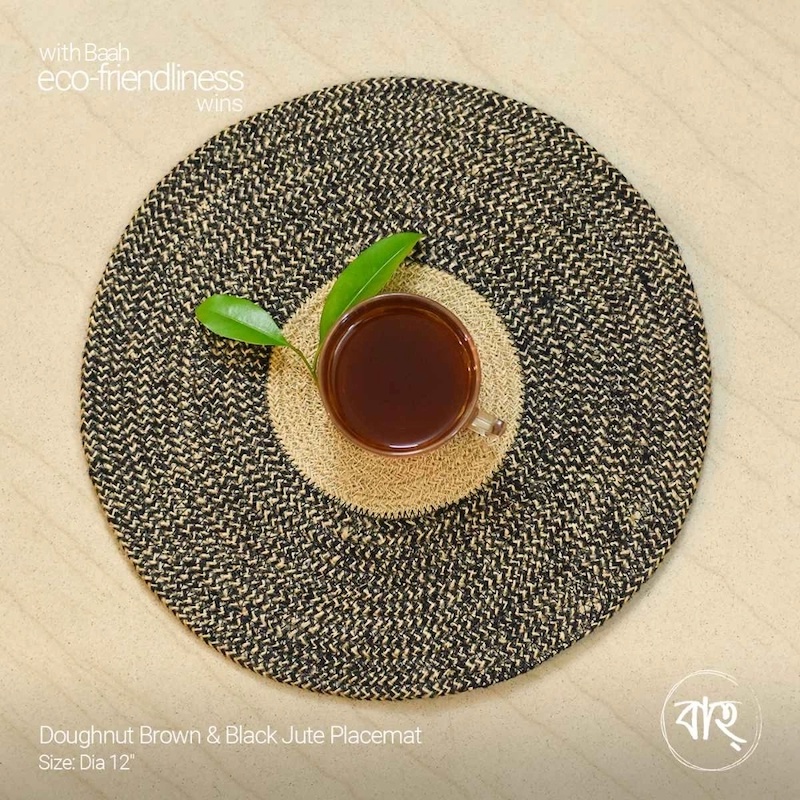 Picture of Doughnut Brown & Black Jute Placemat-Multicolor