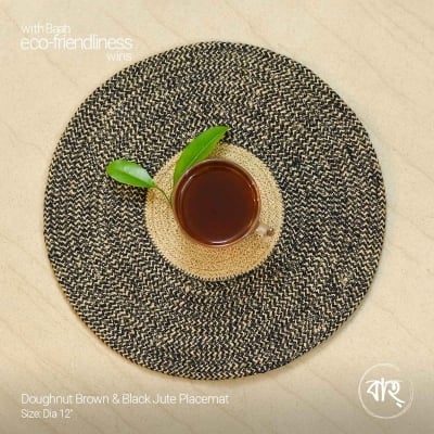 Picture of Doughnut Brown & Black Jute Placemat-Multicolor