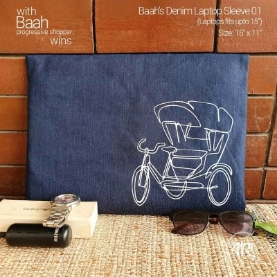 Picture of Denim Laptop Sleeve-Blue