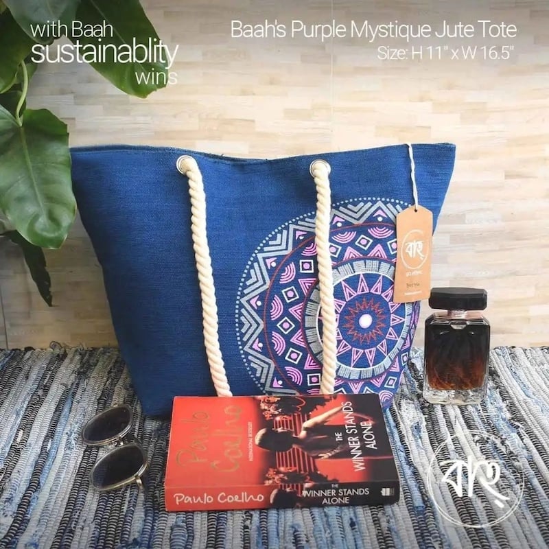 Picture of Baah’s Purple Mystique Jute Tote-Multicolor