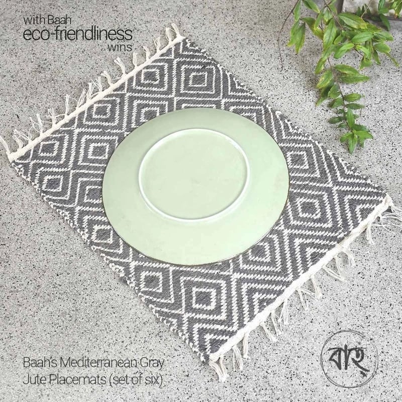 Picture of Baah’s Mediterranean Gray Jute Placemats (set of six)-Multicolor