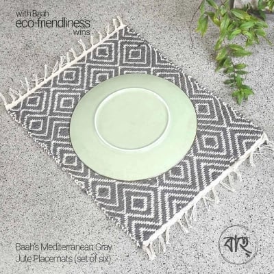 Picture of Baah’s Mediterranean Gray Jute Placemats (set of six)-Multicolor