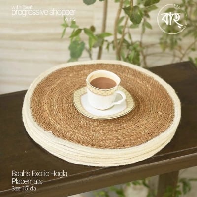 Picture of Baah’s Exotic Hogla placemats 15″ dia-set of 6-Multicolor