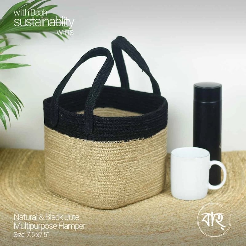 Picture of Natural & Black Jute Multipurpose Hamper 7.5″x7.5″