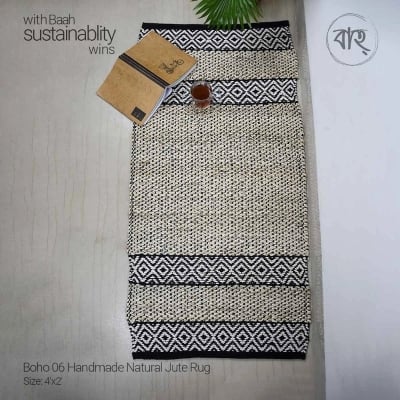 Picture of Boho 06 Handmade Natural Jute Rug 4’x2′-Multicolor