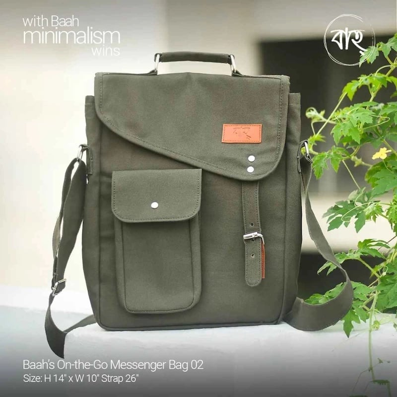Picture of Baah's On-the-Go Messenger Bag 02 & Vintage Green Chequer Jute Cross Body Bag
