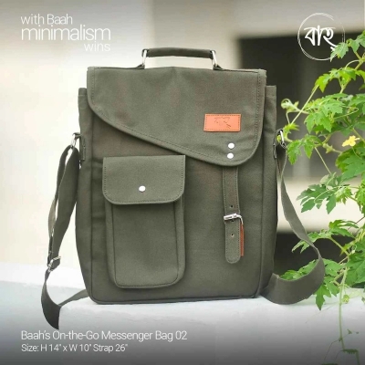Picture of Baah's On-the-Go Messenger Bag 02 & Vintage Green Chequer Jute Cross Body Bag