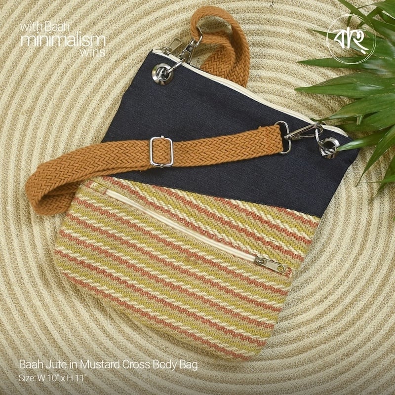 Picture of Baah Jute in Mustard Cross Body Bag-Multicolor