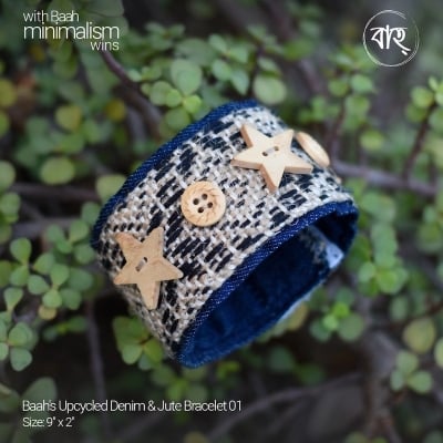 Picture of Baah's Upcycled Denim & Jute Bracelet 01-Blue