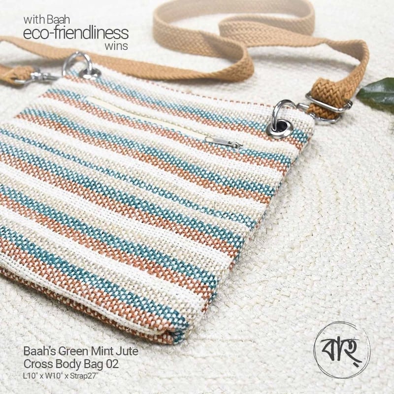 Picture of Baah’s Green Mint Jute Cross Body Bag 02-Multicolor