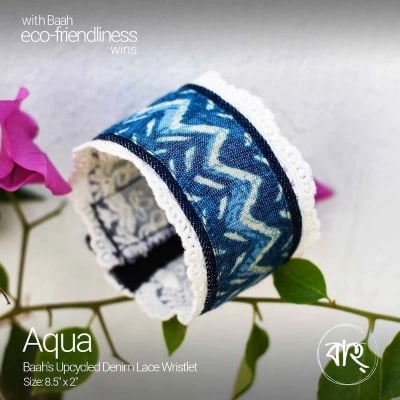 Picture of Baah's Upcycled Denim Lace Wristlet-Blue