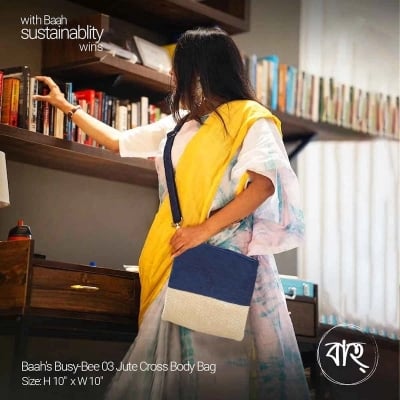 Picture of Baah's Busy-Bee 03 Jute Cross Body Bag-Blue