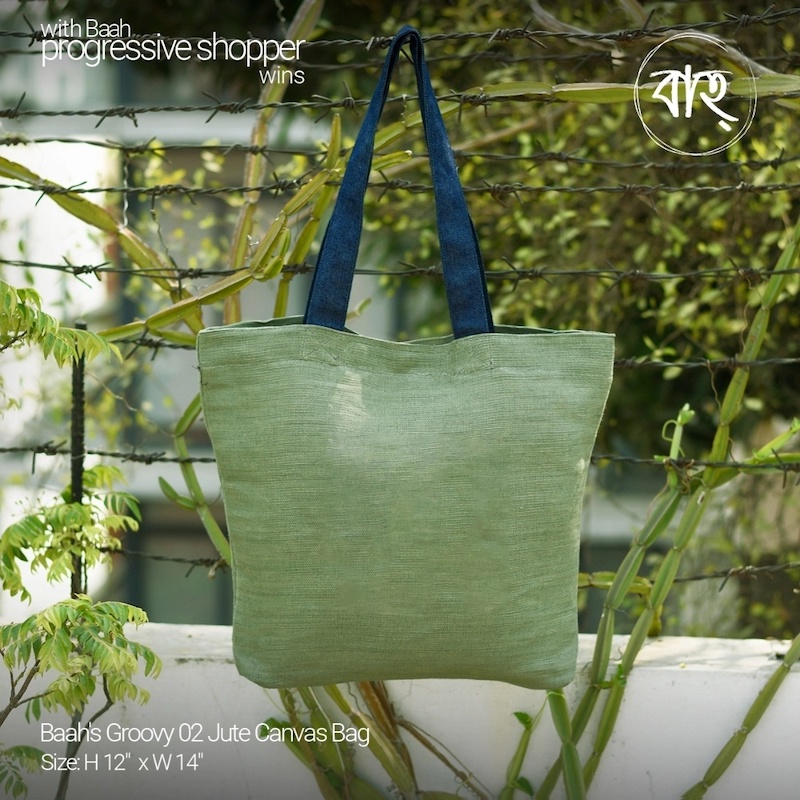 Picture of Baah's Groovy 02 Jute Canvas Bag-Green