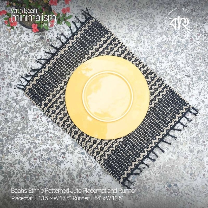 Picture of Baah's Ethnic Patterned Jute Placemat and Runner-Beige