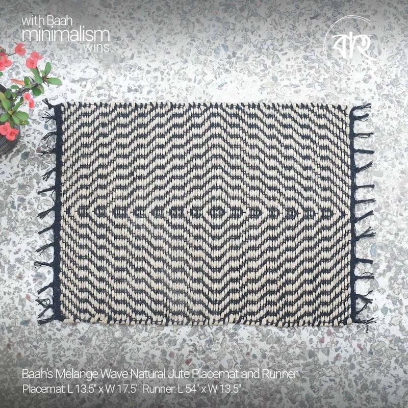 Picture of Baah's Melange Wave Natural Jute Placemat and Runner-Black