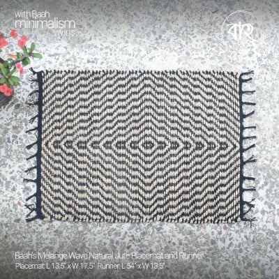 Picture of Baah's Melange Wave Natural Jute Placemat and Runner-Black